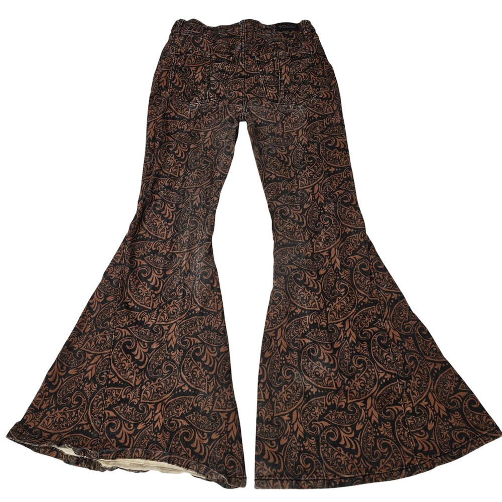 Shyanne Womens Paisley Print Flare Jeans Bell Bottom Western Boho Country 30x31 - Picture 6 of 11